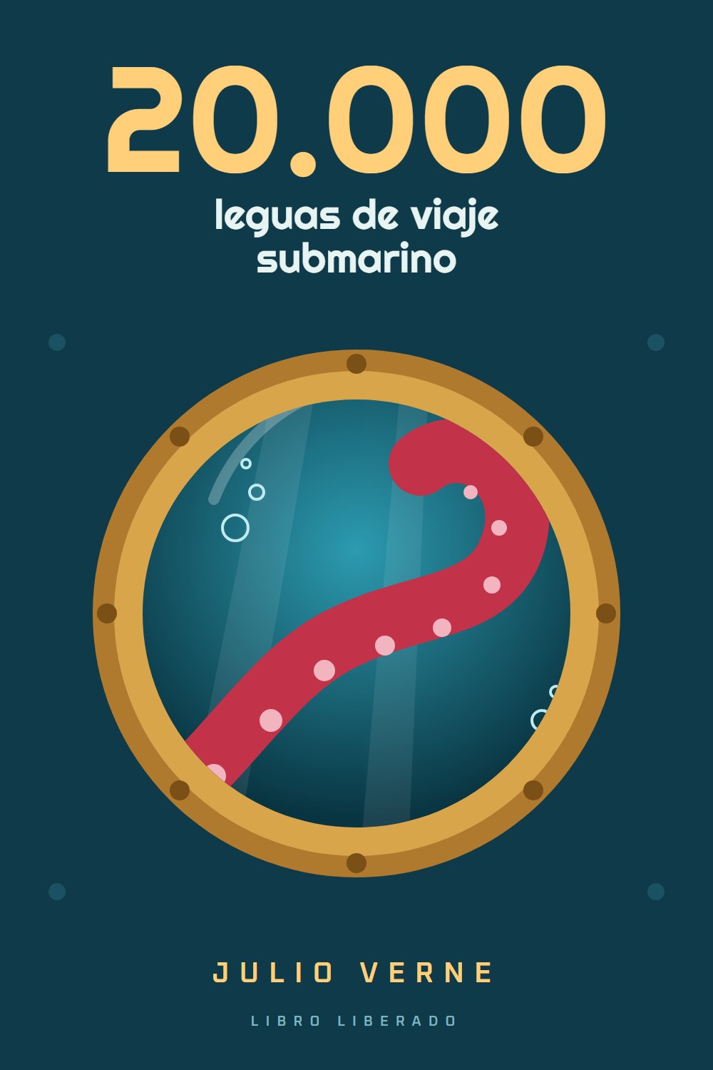 Portada de Veinte mil leguas de viaje submarino, de Julio Verne
